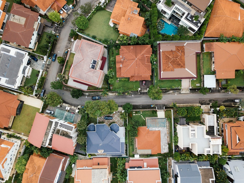 Ariel view of roofs