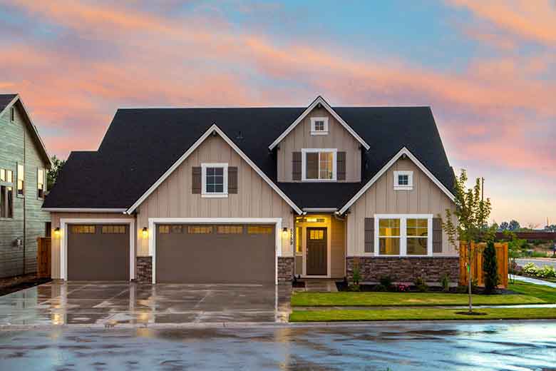 house with a black roof